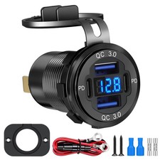 12-24V 4 Port Fast Car Charger QC3.0  PD USB C Outlet Socket for Boat RV Marine