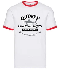Quints Fishing Trips - Mens Ringer - Film Movie Jaws Shark