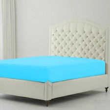 1 PC Fitted Sheet 15"Pocket 1000 TC Egyptian Cotton Aqua Blue Solid Queen 60x80