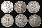 Lot Of 6 Walking Liberty Half Dollars