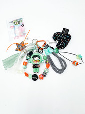 Handmade Authentic Skullpanda beaded bag charm and keychain rhinestone accents