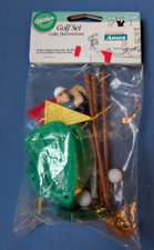 1998 vtg cake toppers, 13 pc GOLF SET Wilton Ent., golfer, clubs, flags, balls