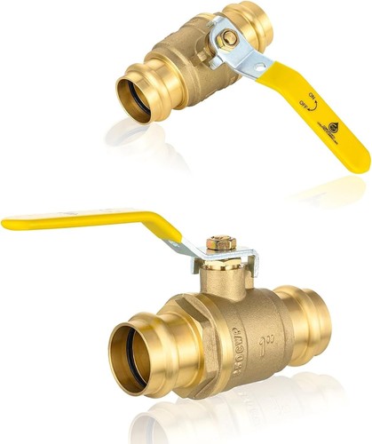 1 Inch Copper Press Ball Valve, Lead-Free Brass, 2 Pack