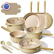 19 Piece Non Stick Induction Cookware Sets with Durable Cast Steel Handle CAROTE