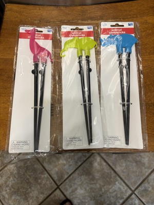 Animal Chopsticks By POD Set Of Three Giraffe, Rhino And Elephant Easy Learning