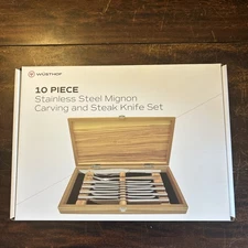 WUSTHOF 10 Piece Stainless Steel Mignon Carving & Steak Knife Set ~ Wood Box NIB