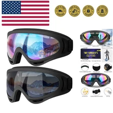 Ski Goggles, 2 Pack Snow Goggles Snowboard Goggles for Men Women Kids - UV Pr...