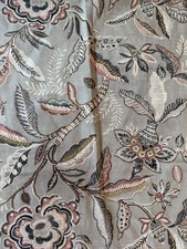 2 Waverly Curtain Panels Grey Green Pink Floral Leaf 100 Cotton 83"X43"