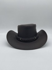 SideWinder Austrailian Leather Hat Western Style Cowboy Braided 2.5  Brim Small