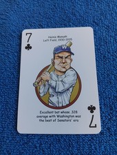 Heinie Manush Card Washington Nationals Hero Decks Playing Card Baseball Card