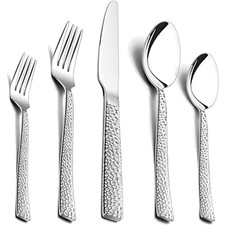 Besteck Set 60 Teile Edelstahl für 12 Personen Hammergriff Hochglanz