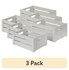 3 pack Gray Wood  Wire Storage Basket Set W/ Handles Set of 2