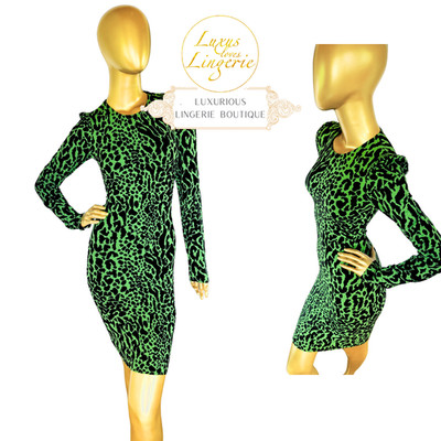 CHEETAH DRESS by Wolford S Small grün black Etuikleid Kleid Leopard Leo