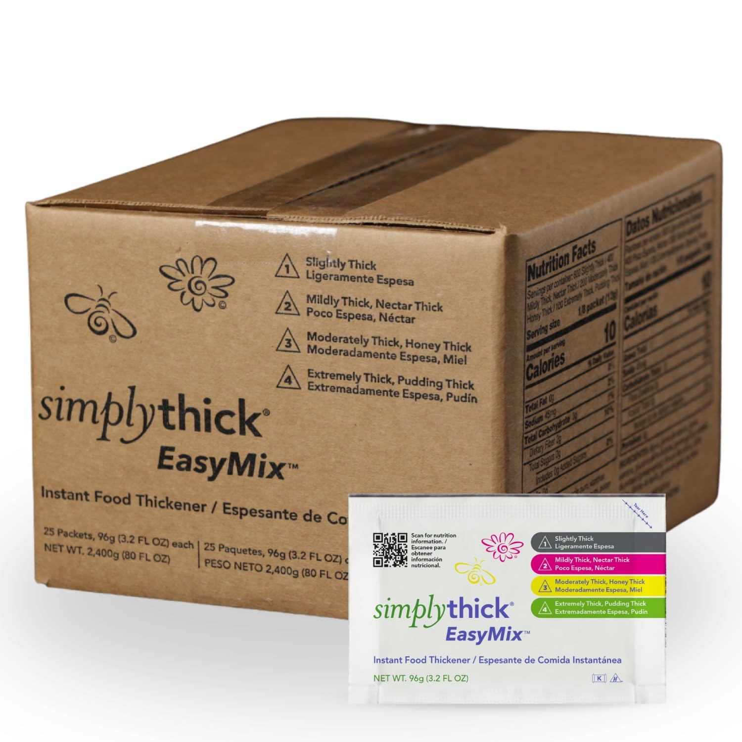 SimplyThick EasyMix | 25 Count of 96g Bulk-Serving Packets | Gel Thickener for