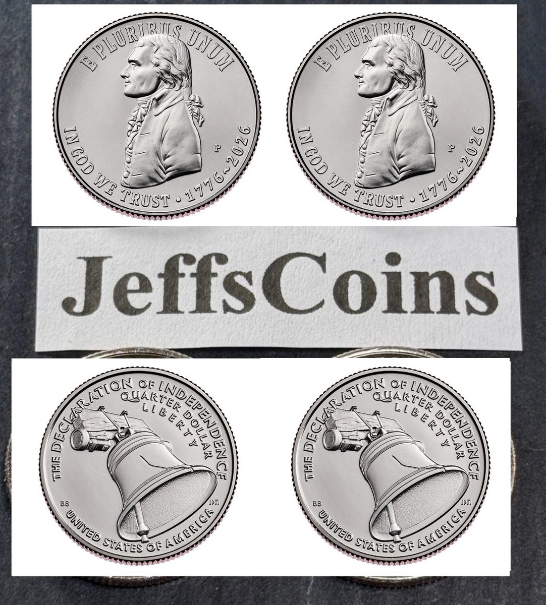 2026 P D 4x Jefferson Liberty Bell Quarters PD BU SemiQ 4 Coins 208894