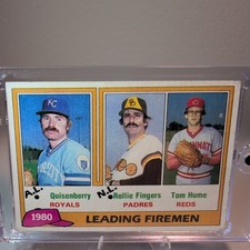 1981 Topps 1980 Leading Firemen #8 Rollie Fingers, Dan Quisenberry, Tom Hume