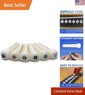 Handcrafted Slotted Pure Bone Guitar Bridge Pins with Stunning Abalone Detail