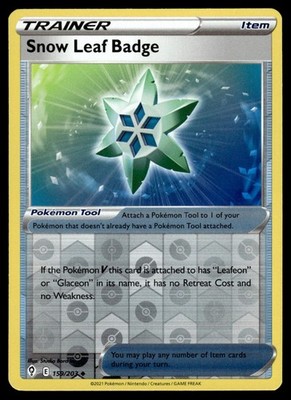 Snow Leaf Badge 159 Reverse Holo | Pokemon Evolving Skies | englisch | Near Mint
