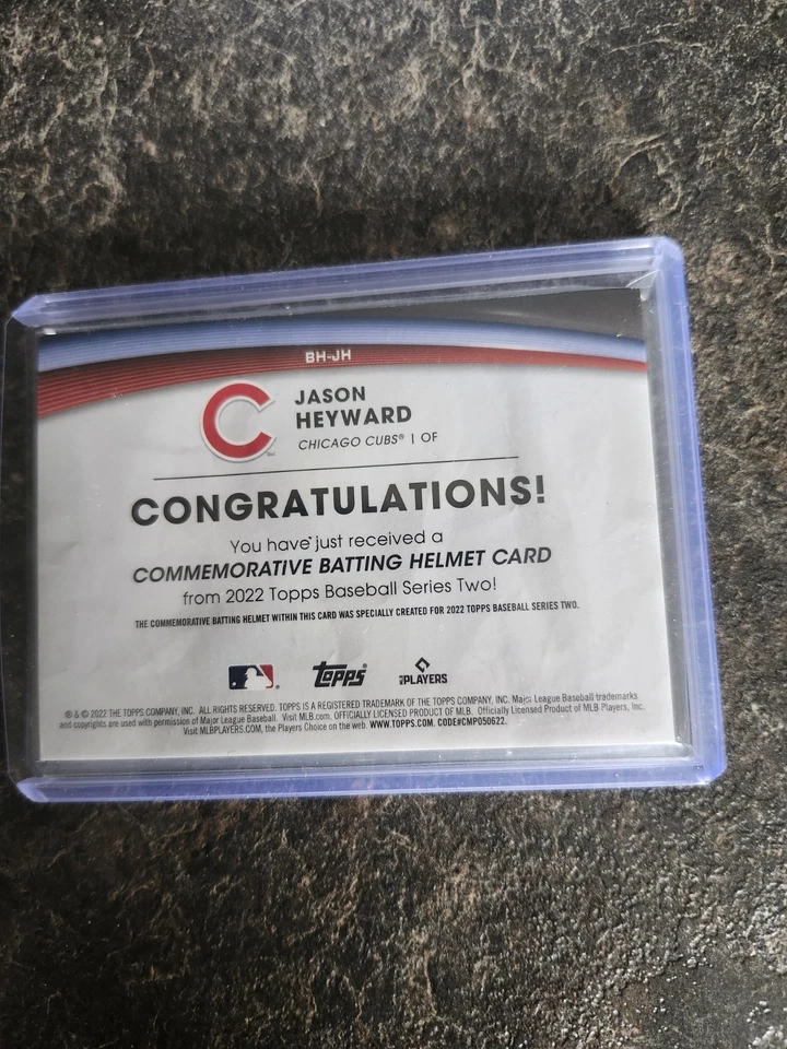 2022 Topps Commemorative Batting Helmet Jason Heyward Card# BH-JH - Image 2 of 2