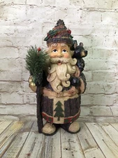 vtg Santa Claus St Nicholas Holding a Christmas Tree has Sack & Bag of Toys 13''