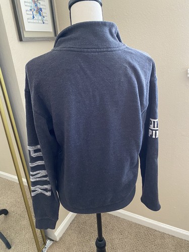 Pink Victorias Secret Pullover 1/4 Zip Sweatshirt XS Dark Gray Logo Long Sleeve - Picture 4 of 10