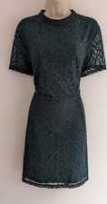 NEW LOOK SIZE 18 Ladies Bottle Green Lace Overlay Dress Ref 19