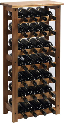 Elegant 7-Tier Wooden Wine Rack for 28 Bottles - Free Standing Storage Display