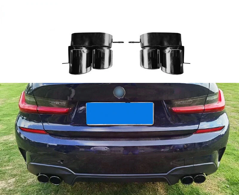 For BMW 320I 330i G20 G28 2017-2022 Glossy Black Rear Exhaust Tips - Image 4 of 4