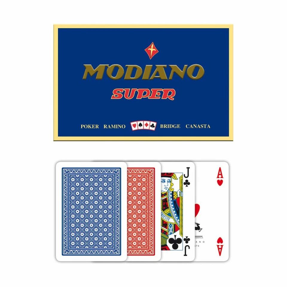 Modiano Plastik Romme Bridge Karten 2x 52er Blatt +je 2 Joker Ramino Super Fiori