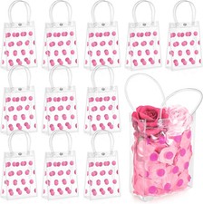 24 Pcs Clear Gift Bag with Handles Wedding Reusable Plastic Small Gift Bag with