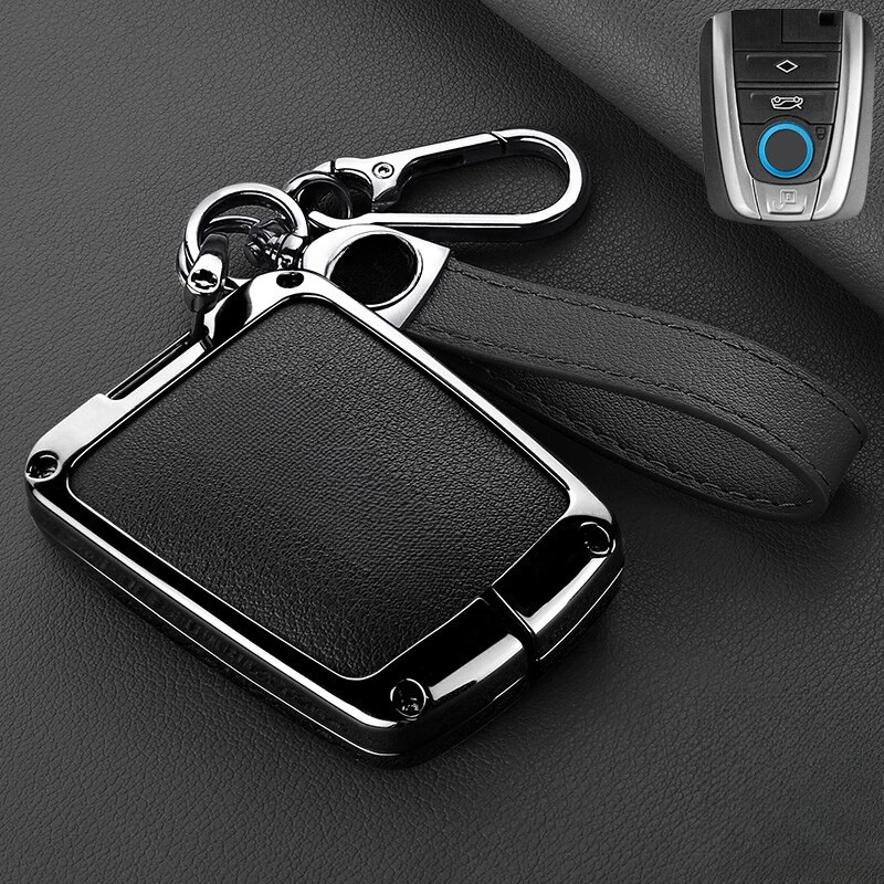 For BMW i3 i8 Series Zinc Alloy Leather Car Smart Remote Key Case Cover Holder Foto 4 de 4