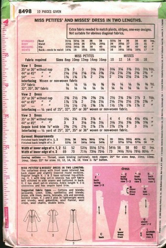 8498 Vintage Simplicity Schnittmuster Misses Abend Kleid 60er Jahre Brautjungfern OOP - Bild 2 von 2