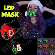 Flashing LED Luminous Face Mask Cover USB Rechargeable Light Up Christmas Party