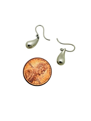 Tiffany & Co. Sterling Silver Elsa Peretti Teardrop Hook Dangle Earrings - Pouch - Picture 6 of 7