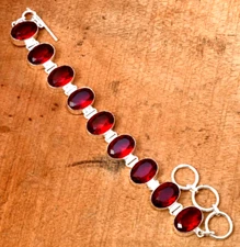 Mozambique Garnet Gemstone Handmade 925 Sterling Silver Ethnic Jewelry Bracelet
