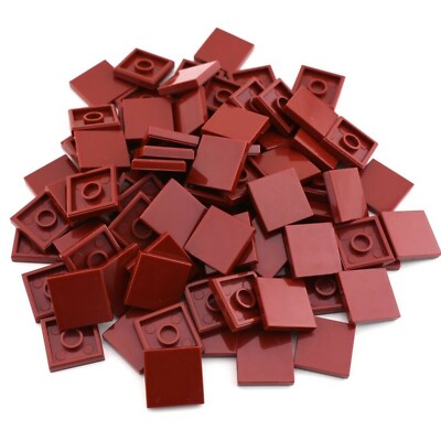 TCM BRICKS Dark Red 2X2 Tile Smooth Flat X100 Compatible Parts 
