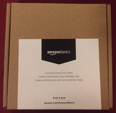 Amazon Basics 6-Feet Black Computer Power Cord Cable - NEW IN BOX