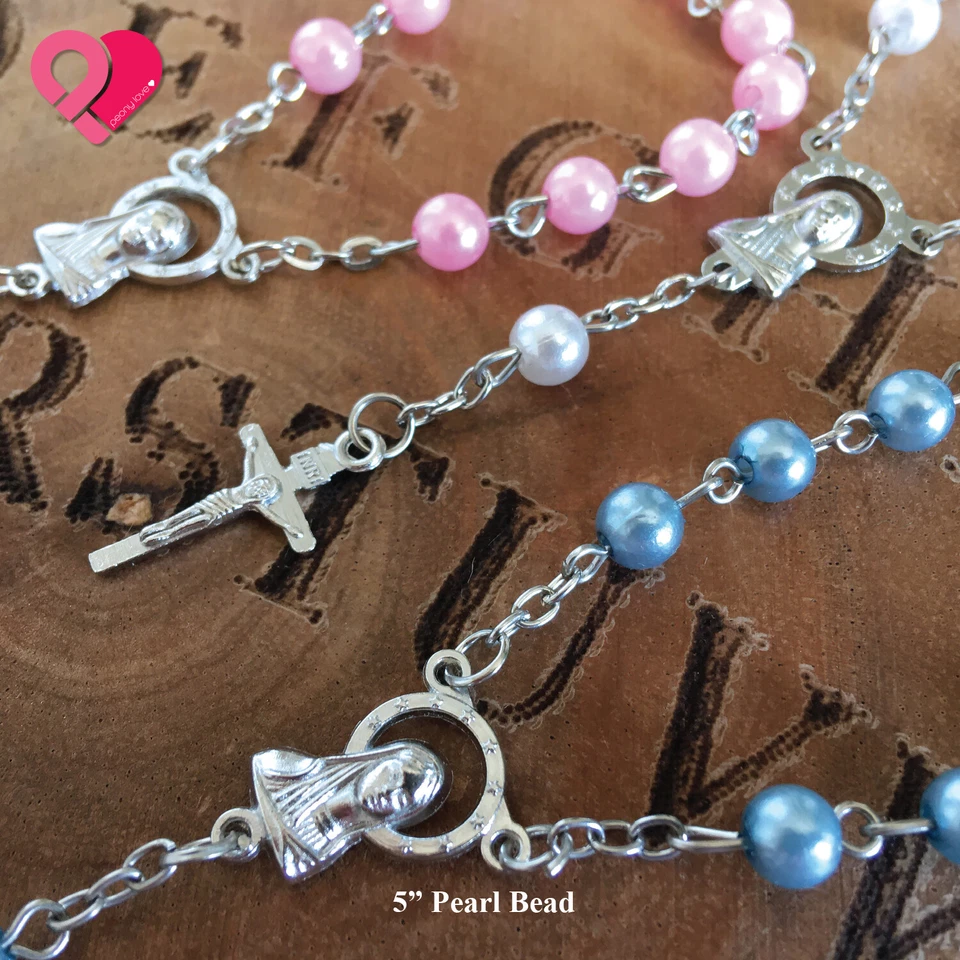 100 Wholesale Bulk Pearl Rosary Bracelet Baptism Wedding Party Favor Gold Silver - Image 4 of 4