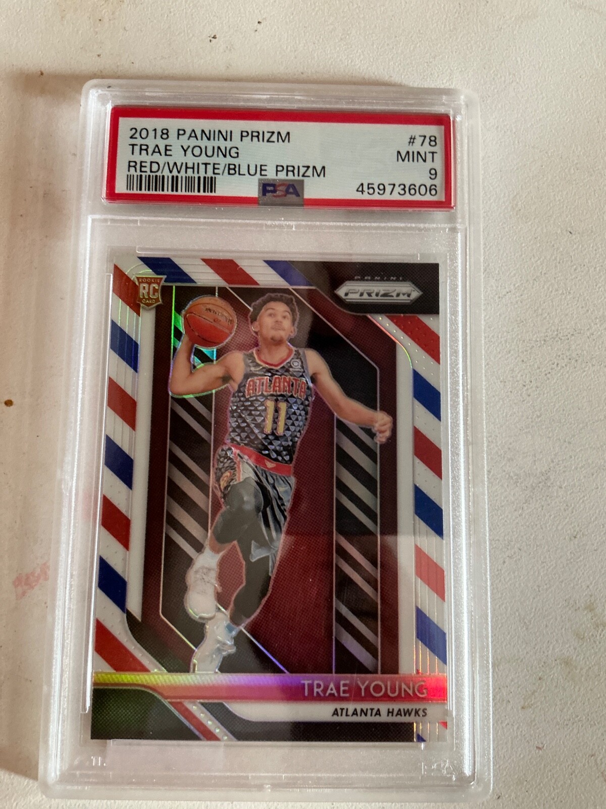 TRAE YOUNG 2018 Panini Red White Blue PRIZM PSA 9 Rookie Card #78 Atlanta Hawks