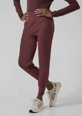 NWT ATHLETA Venice Velvet Stripe Jogger L Large Decadent Chocolate