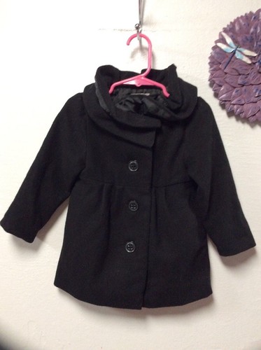 Old Navy Baby Girls Dress Coat Size 2 T Black Four Button Front Lined 94