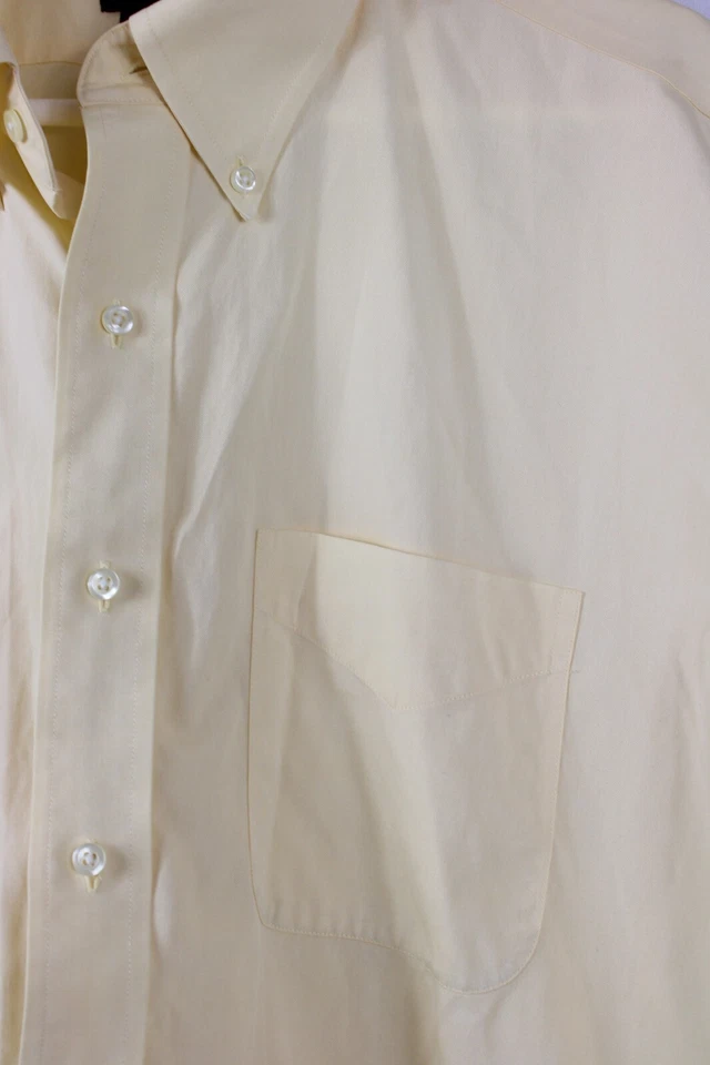 Jos. A. Bank Mens Dress Shirt 17.5 Yellow Cotton Short Sleeve Business Collar - Image 3 of 4