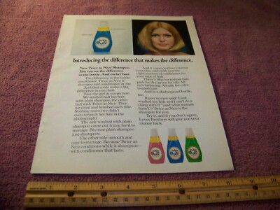 Twice As Nice Shampoo Original Print Ad from Magazine Vintage 1970