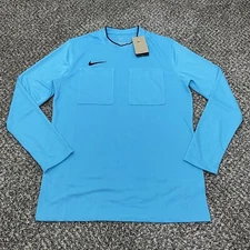 Nike Dri-Fit Soccer Referee Jersey Mens Large Slim 2 Pocket Blue DH8027 LS $80