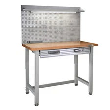 Seville Classics UltraHD Lighted Workcenter w/ Pegboard, 48" W x 24" D x 65.5" H