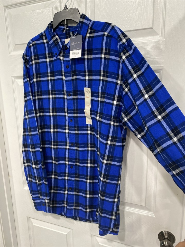 Men’s XLT flannel shirtSt John’s BayBlue Black plaid long sleeves