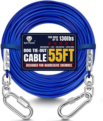 WATFOON Dog Leads for Yard 55ft Dog Tie Out Cable Runner