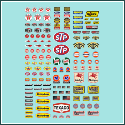 Decal 1:24 / 1:18 - 144tlg. f. Schweller & Kotflügel Racing Slotcar Gasoline USA