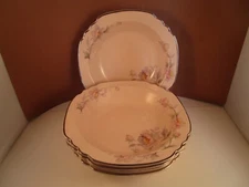 Vintage American Limoges Sebring Peach Silver Moon Set of 5 Rim Soup Bowls