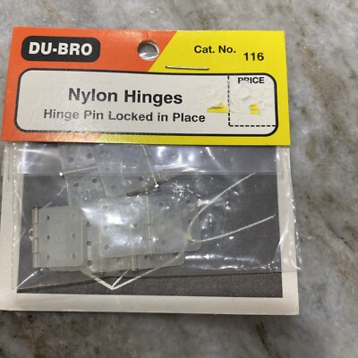 Vintage Du-Bro Nylon Hinges w/Hinge Pin Locked in Place 6 pcs RC Cat No 116